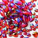 VADQZA 600PCS AB Colorful Gems Rhinestones Jewels for Crafts, Flatback Crystal Bedazzling Gemstones Rhinestone for Crafting Halloween Cosplay Party Embellishments Decorations(Red AB)