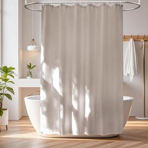 Seenus Waterproof Fabric Shower Curtain Liner Khaki with 3 Extra-Large Magnets, 72 x 72 inch Washable Brown Cloth Shower Liner Hotel Quality, Earth Tone Lightweight Shower Curtains for Bathroom