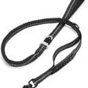 Heavy Duty Dog Leash, 4-6FT Shock Absorbing Dog Leashes with Traffic Handle and Comfortable Padded Handles, Advanced Easy Metal Clip, No Pull Reflective Leash for Medium Large Dogs that Pull (Black)