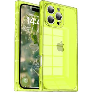 Tzomsze Case Compatible with iPhone 16 Pro Max Clear Case,Camera Protection,Reinforced Corners TPU Slim Shockproof Case Cover for Women Girls 6.9 inch-Transparent Neon (Green)