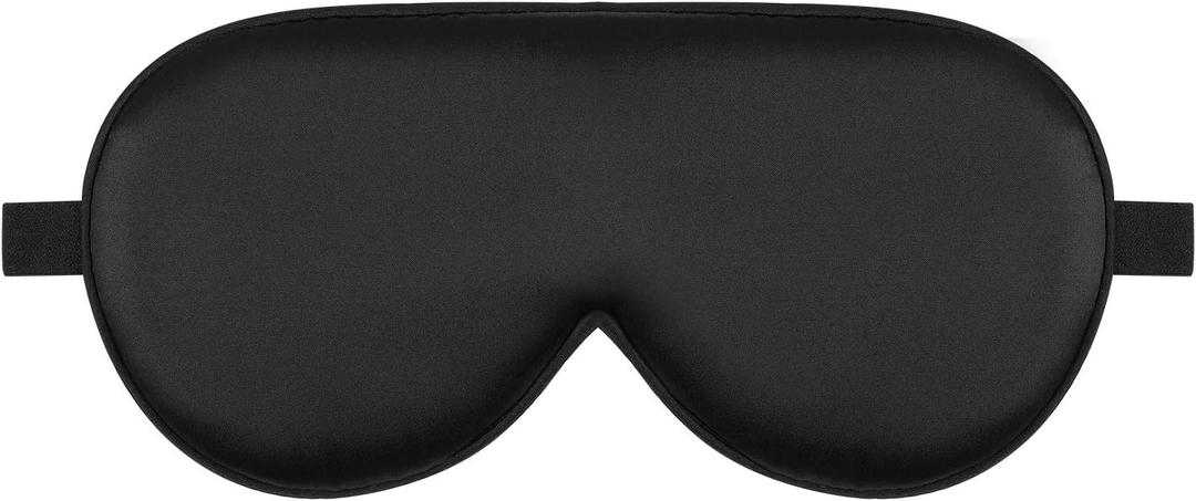 Alaska Bear Sleep Mask Silk Cover Eye Contour Built-in No Pressure for Sleeping, Upgrade Over Conventional Flat Satin Eye Masks, Machine Washable (Black)