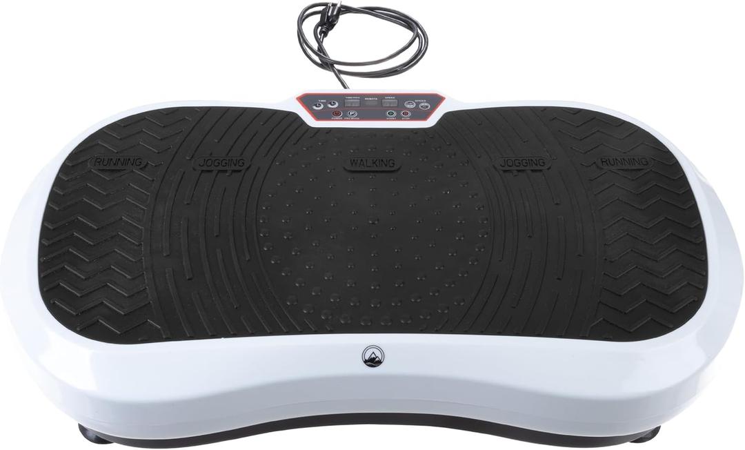 Vibration Plate Exercise Machine - Vibrating Platform with Adjustable Speed and 3 Strength Modes - Workout Equipment by Wakeman,Black/White