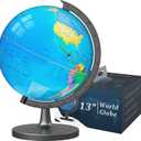 13" Globe for Children & Adults, Interactive World Globe for Kids with Stable Heavy Metal Base, HD Waterproof & Writable Surface, Educational STEM Learning Toy, Classroom Teaching Gift