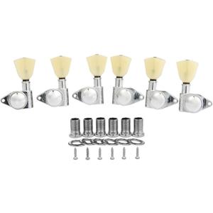 KAISH Chrome 3+3 Locking Tuners 21:1 Locking Tuning Machines Locking Tuning keys with Vintage Keystone Buttons for USA LP/Les Paul/SG/ES/Acoustic Guitars