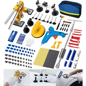 Dent Puller Hail Remover Kit, Professional Car Paintless Dent Removal Kit Tools, 2 in 1 T-Bar,Adjustable Dent Lifter, Bridge Puller Hammer Dent Suction Puller 
for Auto Body Truck Hail Damage DIY Repair