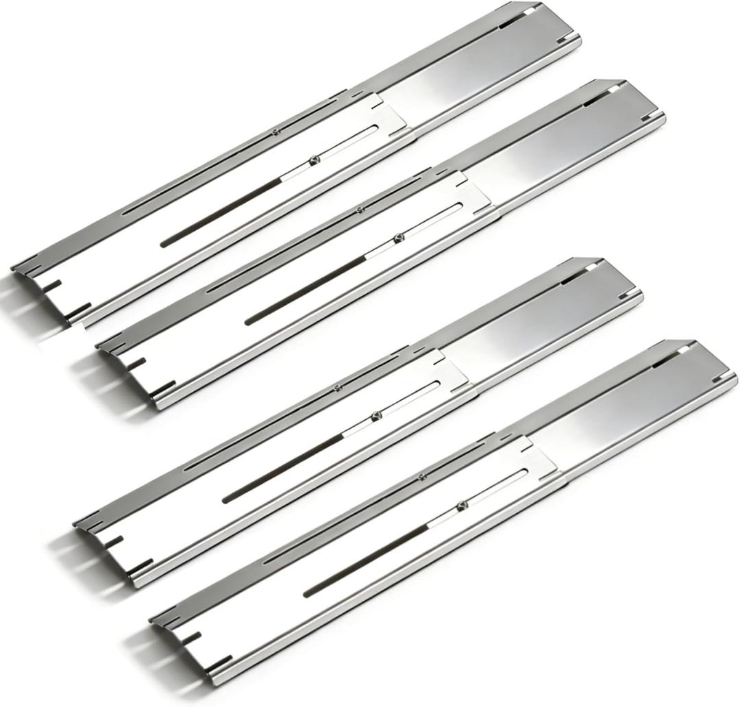 Universal Adjustable Grill Gurner Covers, Flavorizer Bar, Heat Tent, Heat Plate Shields, Flame Tamer for Gas Grill Replacement Parts, Extends 11.75" up to 21" L（4 Pcs)