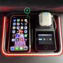 Wireless Charger for Tesla with Ambient Lighting, Headphone Charging Pad Atmosphere LED for Tesla, Car Center Console Interior for Model 3 2021-2023 & Model Y 2021-2024