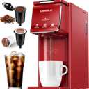 Hot & Iced Coffee Maker, K Cup Coffee Maker Compatible with Ground Coffee, Single-Serve Brewer with Bold Setting, Reusable Filter, Travel Mug Friendly, Compact & Quick Brew, Red