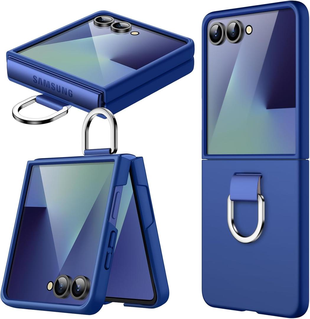 JETech Case for Samsung Galaxy Z Flip 7 2025 with Ring, Hard PC Slim Shockproof Anti-Scratch Protective Phone Cover (Blue Shadow)