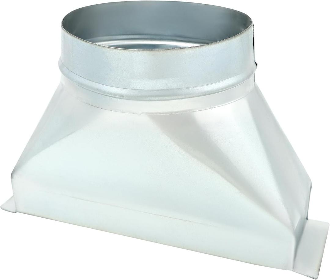 QWORK Aluminum HVAC Duct Transition, 6'' Dia x 3-1/4" x 10'' L Galvanized Transition - Round to Rectangular Duct, for Ventilation Systems
