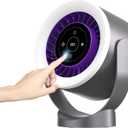 Desk Fan with LED Touch Screen & Ultra Quiet <35dB - 1-100 Speed Levels & Night Light, 360 Adjust, Table & Wall Mountable, 3H/6-Mode Timer, USB Rechargeable for Bedroom, Office, Camping, Kitchen (Iron Gray)