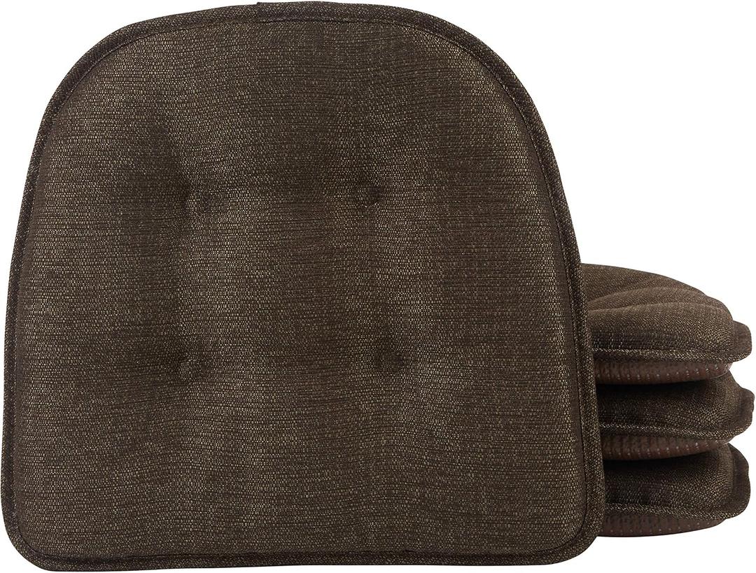 Non-Slip Chair Cushions, Assembled in USA, U-Shaped Skid-Proof Seat Pads for Dining Room, Kitchen, Office, 15"x16", 4 Pack