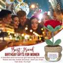 2 x Friendship Gifts for Women - Best Friend Birthday Gifts for Women - Handmade Crochet Roses, I Wish You Lived Next Door