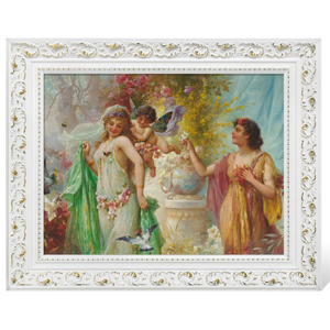 DIY Wood Frame for 20x24 Stretched Canvas Paintings, Retro White Ornate Picture Frame for Vintage Wall Art Prints, No Backboard & Cover, Open Back Canvas Frame for Living Room Decoration 