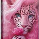 UNDBILSNI Whimsical Pink Mother Leopard Canvas Wall Art, 24"L x 16"W