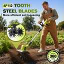 Saker 22V Cordless Electric Garden Tiller Cultivator, Lightweight Rototiller for Gardening, 9-Inch Tilling Width, 6.3-Inch Depth for Soil Preparation, Weeding, and Gardening 2 Batteries SK-TC18B