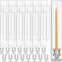 Teenyyou 24 Set Clear Hurricane Glass Candle Holders Candlestick Bulk 11.8"