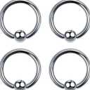 SQKXKLCZ 4pcs/8pcs 20G/18G/16G/14G G23 Titanium Captive Bead Ring Nose Rings 3mm/4mm/5mm Ball Hoop Septum Earring Helix Daith Cartilage Tragus Lip Earrings Nipple Eyebrow Body Piercing 6mm-16mm