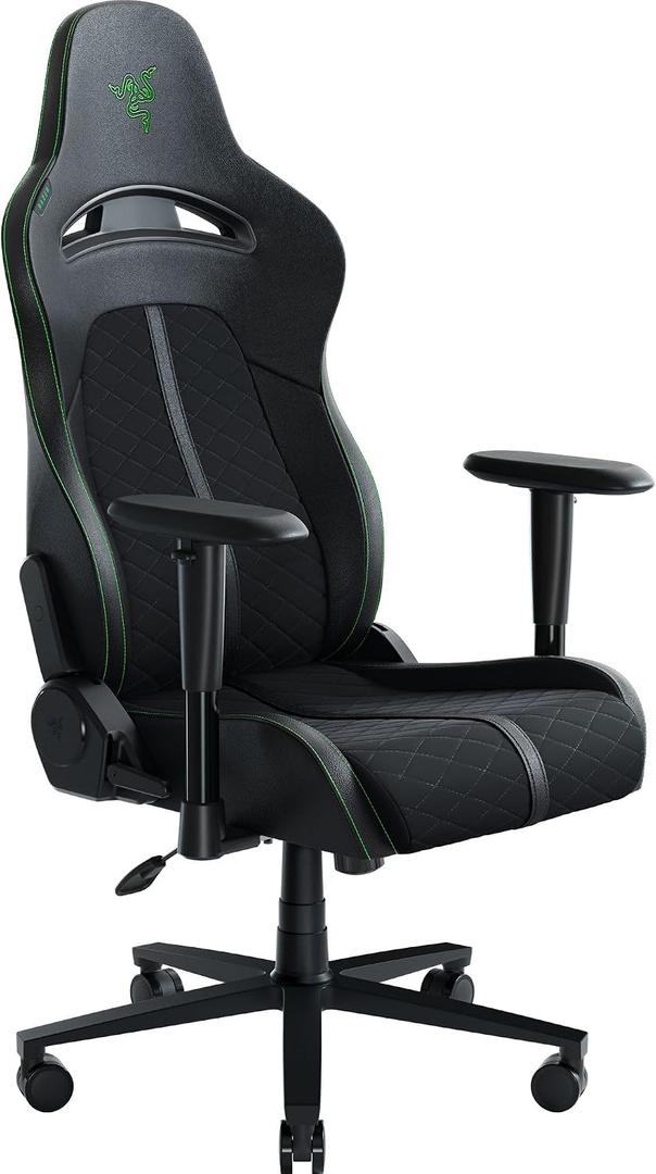 Razer Enki X Essential Gaming Chair: All-Day Comfort - Built-in Lumbar Arch - Optimized Cushion Density - Dual-Textured, Eco-Friendly Synthetic Leather - Adjustable 152-degree Recline - Black, Standard