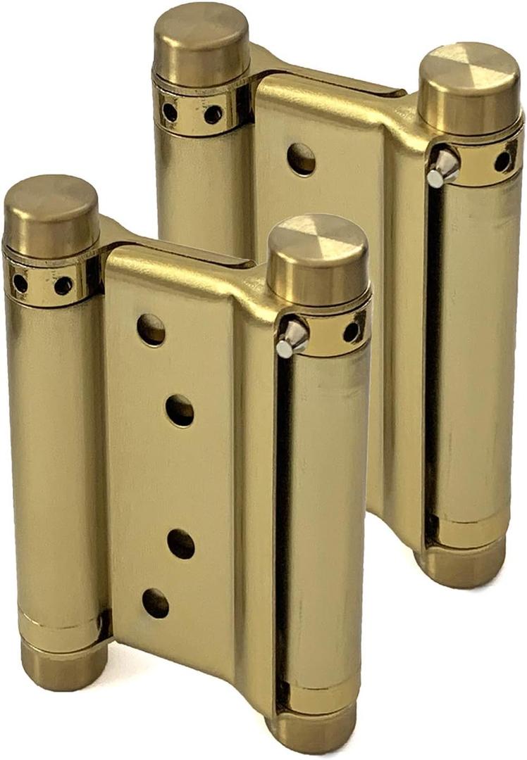 Pair of 3'' Stainless Steel Double Action Spring Door Hinge for Saloon Cafe Door Shop Gold
