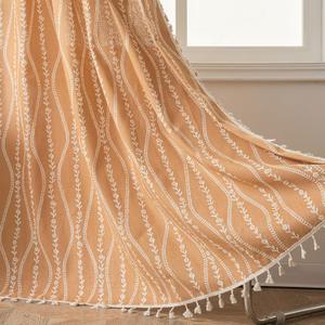ENJOYBRIDAL Floral 96 Inch Curtains 2 Panel Set Bedroom Light Filtering Drapes Burnt Orange Semi Sheer Farmhouse Long Window Curtain Panels Living Room Boho Rod Pocket Tassel Decor Window Treatment