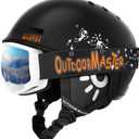 OutdoorMaster Kids Ski Helmet and Goggles Set, Snowboard Helmet, Durable PC Shell & EPS Foam, Snow Helmet 12 Cooling Vents, Dial Fit Skiing Helmet, Safety-Certified Snow Sport Helmets for Boys & Girls (52-56cm Small, Matte Black)