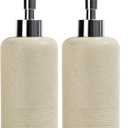 2pcs/Set Hand Soap Dispenser Sets - 10.8oz Refillable Resin Liquid Soap Dispensers with Rust-Proof Pump for Bathroom Countertop or Kitchen, Beige