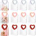 Locmeo 12 Pcs Valentine's Day Clear Plastic Gift Bags with Handle, 8 x 7 x 4 Inch Reusable Transparent PVC Gift Wrap Bags Bulk for Valentine Wedding Bridal Baby Shower Party Favors