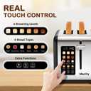 Mecity 2 Slice Touch Screen Toaster, 1.5" Wide Slot, Stainless Steel Smart Toaster for Bagels, Muffins, Waffles, Gluten-Free Breads, Defrost, Reheat, Timer, 120V 825W, Matt Black