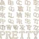 Youyole 52 Pcs Rhinestone Iron on Letter A-z Rhinestone Iron on Patch White Bling Letters Alphabet Applique for Hats Bags Shirt Dress Clothes Fabric, AB Colors, Flat Style