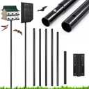 Yaocom 15 FT Heavy Duty Iron Purple Martin Bat House Pole with Ground Socket, Adjustable 5-Section Anti Rust Steel Pole, Bird Feeder Accessories for Outdoors (Black)