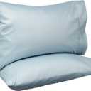 Amazon Basics 400 Thread Count 100% Cotton Pillowcases, Soft, Sateen Weave, Wrinkle Resistant, Standard Size, 20" x 30", Smoke Blue, Set of 2