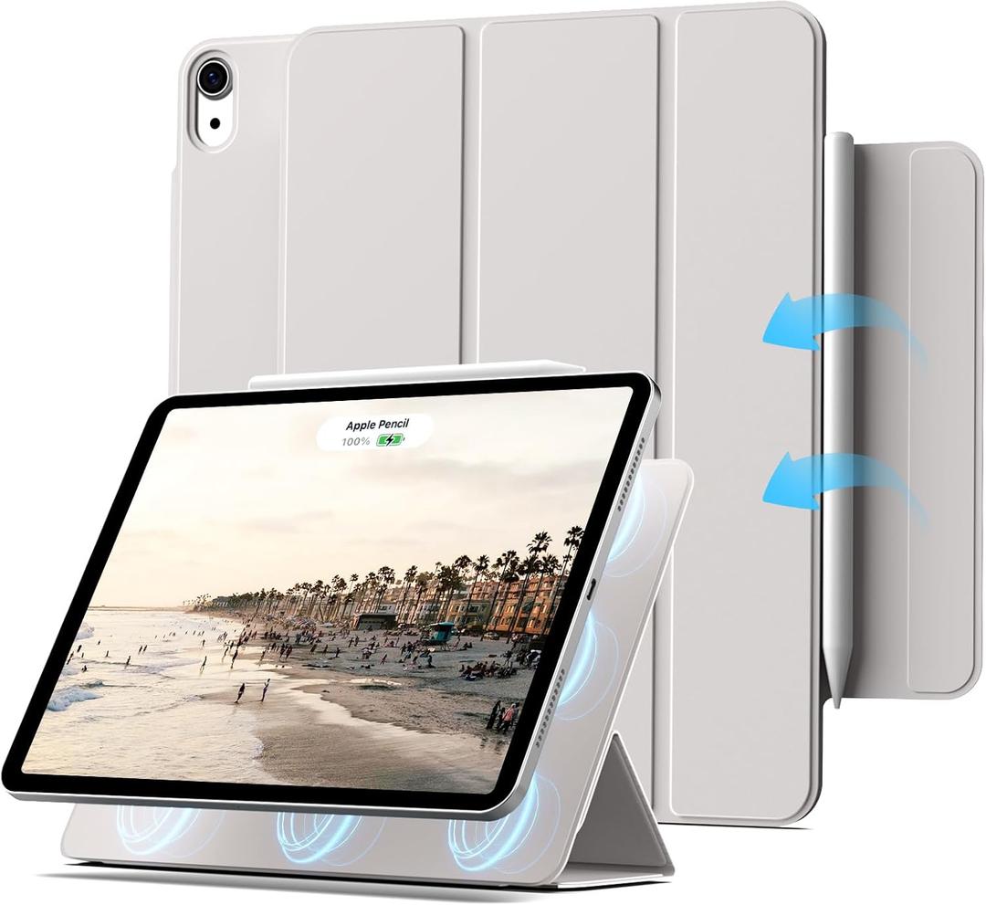 Case for iPad Air 11 Inch M4 /M3/M2 (2026/2025/2024), Air 5th/4th Gen 10.9 Inch (2022/2020), Strong Magnetic Attachment, Lightweight Trifold Stand Cover & Auto Wake/Sleep,Gray