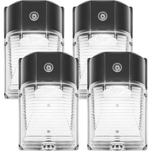 CINOTON 26W LED Wall Pack Light with Dusk to Dawn Sensor, 3000LM [100-277Vac] LED Wall Lights IP65 Waterproof Outdoor Security Flood Lighting for Garage Warehouse Garden 5000K-Daylight 4 Pack (Bronze)