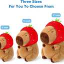 Ditucu Cute Capybara Plush Wear Strawberry Hat Soft Capibara Stuffed Animal Plushies Toys Hugging Gifts for Kids Brown 9 inch