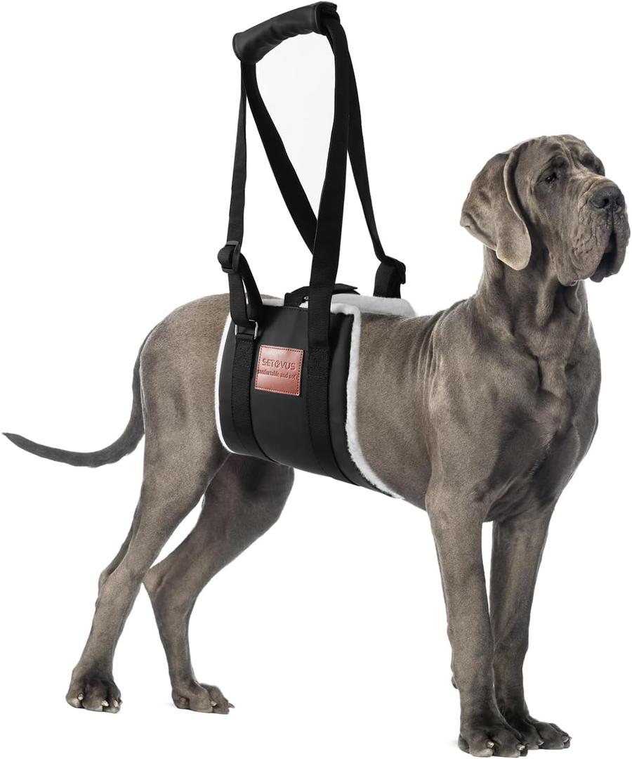 Dog Sling for Large Dogs Hind Leg Support, Magic Tape Dog Lift Harness, Soft Dog Support Harness for Back Legs, Hip Support Harness to Help Senior, Injured, Disabled and After ACL Surgery (Black)