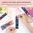 Acrylic Bookmark Making Kits - 60 Pcs Clear Acrylic Bookmark Blanks Set with Space Rocket Planet Inspirational Theme UV DTF Transfer Stickers, 15 Pcs Ribbons, DIY Crafts Book Lover Gifts