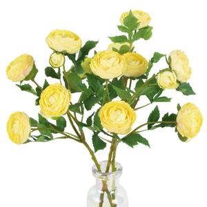 Yellow Ranunculus Artificial Flowers,3PCS 18 Heads Realistic Fake Peonies Faux Silk Ranunculus Flowers with Stems for Centerpieces Arrangements Wedding Party Home Decoration(Yellow)