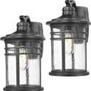 Darkaway 2 Pack Large Outdoor Porch Lights Wall Mount, 15inch Outdoor Light Fixtures Sconces Wall Lighting with Seeded Glass Exterior Lights for Patio Yard House Hallway Doorway Garage