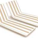 Only choice 2 Pcs Set Outdoor Lounge Chair Cushions Patio Chaise Lounge Replacement Cushions Furniture Seat Cushions Chair Pads(Beige White Striped), 74.4"x 22.05"x 2.76"