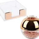Rose Gold Magnetic Paper Clip Holder 3x3 Sticky Note Holder Set, Clear Acrylic Post a Note Dispenser and Paperclip Holder include 100 paper clips for Desktop Accessories Organizers (Rose Gold)