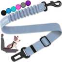 COOYOO Dog Seat Belt, Retractable Dog Car Harness Seat Belt for Car Adjustable Nylon Pet Safety Seat Belts Heavy Duty & Elastic Bungee Buffer (06-Gray Blue)