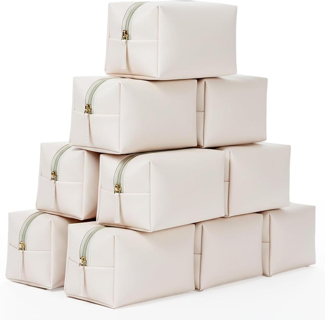 10Pcs Makeup Bag, Travel Cosmetic Bag for Women, Pu Leather Cosmetic Pouch, Waterproof Small Toiletry Bags, Portable Makeup Organizer, Storage Purse for Lady Women