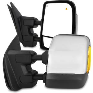 AKKON - Fits 2017-2021 Titan Power Heated Manual Folding Extendable Towing Mirror Chrome w/LED Turn Signal +Blind Spot
