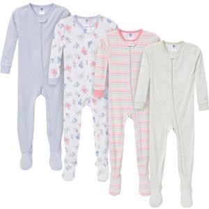 Gerber Baby Girls Baby-girls 4-pack Footed Pajamas (Butterflies)