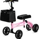 Knee Scooter with Disc Brake System, Steerable Knee Walker for Adults for Foot Surgery, Broken Ankle, Foldable Rover Scooter for Broken Foot Injured Leg Crutch (Pink)