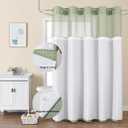 Colorful Star No Hook Shower Curtain with Snap in Fabric Liner, Waffle Weave Heavy Duty Thick Shower Curtains with Mesh Top Window, Hotel Style Waterproof Bathroom Curtain Set, 72'' x 75'', Sage Green