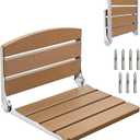 Foldable Shower Chair, 16" Folding Shower Seat Wall Mounted, Safety Furniture Stainless Steel for Elderly, Fold Down Shower Bench for Inside Shower, Pregnants-Maximum Load 400lb (Brown)