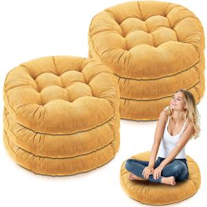 Jerify 6 Pcs Yellow Large Floor Pillow Cushion, Round 22 x 22