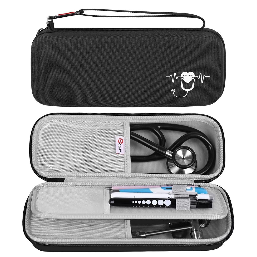 Stethoscope Carrying Case, Hard Stethoscope Case Compatible for 3M Littmann Classic III, Cardiology IV Diagnostic, MDF Acoustica Stethoscopes and Other Nurse Accessories (Black)